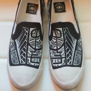 O.X.S. graphic printed slip-on leather sneakers, EU41, NWT unisex